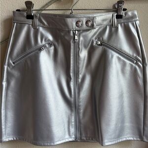 Wild Fable Silver Faux Leather Mini Skirt – Size S